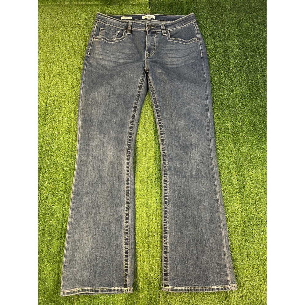 Vigoss Y2K Marley Boot Cut Jeans Women 13/31 Medium Wash Contrast Stitch Denim